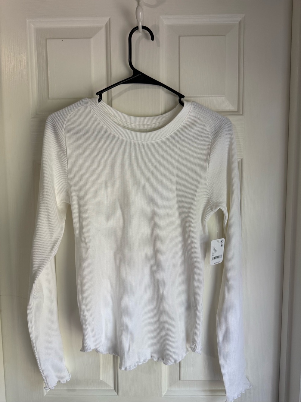 White Ribbed Long Sleeve Top